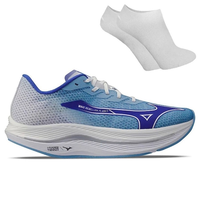 Tênis Masculino Mizuno Wave Rebellion Flash 2 + Par de Meia - Foto 1