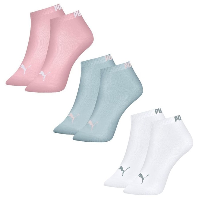Meia Sapatilha Puma - 3 Pares - Feminina - Foto 1