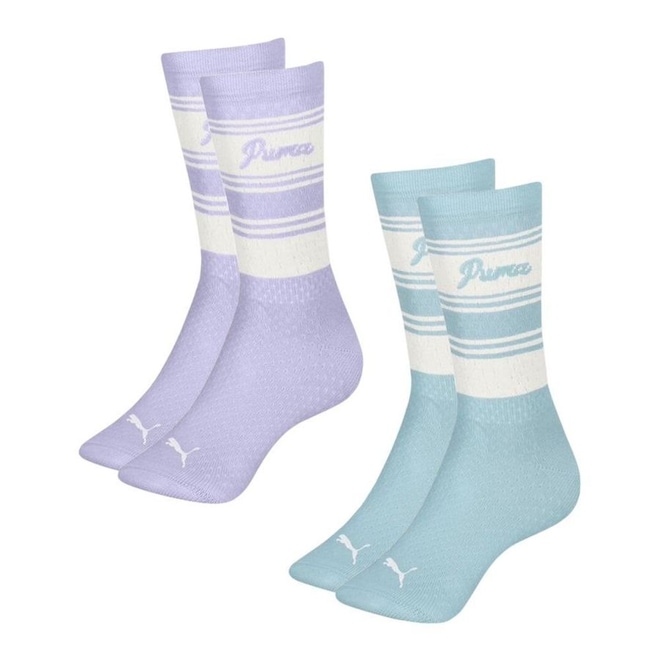 Meia Cano Longo Puma Esportiva - 2 Pares - Feminina - Foto 1