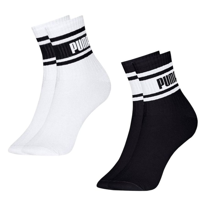 Meia Cano Médio Puma Esportiva - 2 Pares - Feminina - Foto 1