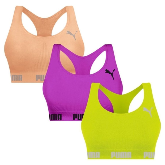 Top Puma Nadador sem Costura - 3 Unidades - Feminino - Foto 1