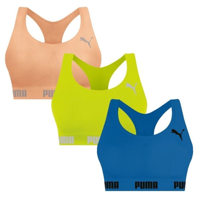 Top Puma Nadador sem Costura - 3 Unidades - Feminino - Foto 1