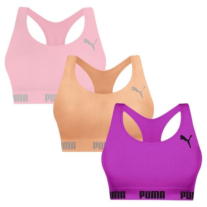Top Puma Nadador sem Costura - 3 Unidades - Feminino - Foto 1