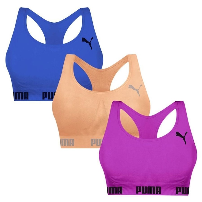 Top Puma Nadador sem Costura - 3 Unidades - Feminino - Foto 1