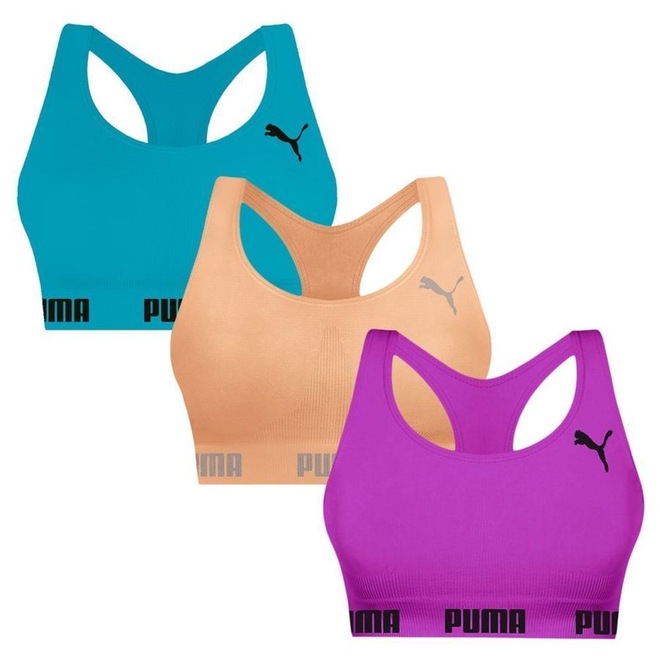 Top Puma Nadador sem Costura - 3 Unidades - Feminino - Foto 1