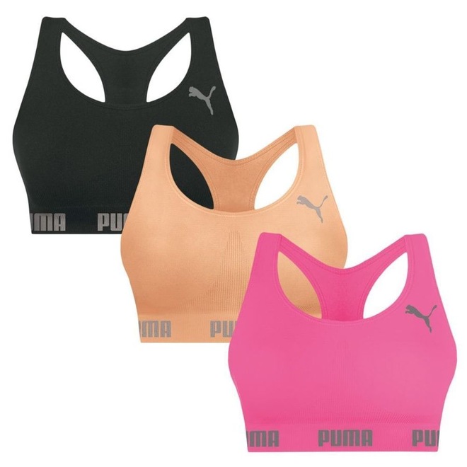 Top Puma Nadador sem Costura - 3 Unidades - Feminino - Foto 1