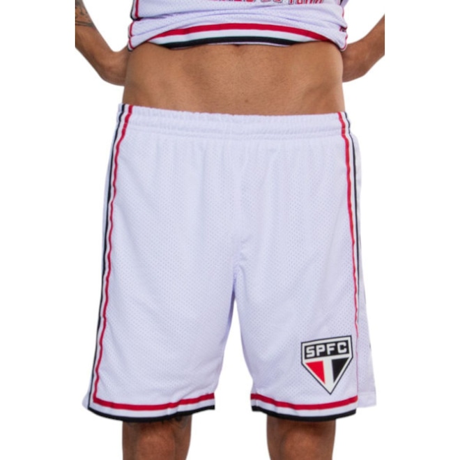 Bermuda do São Paulo Surf Center Elástico Oficial Escudo Masculina - Foto 1