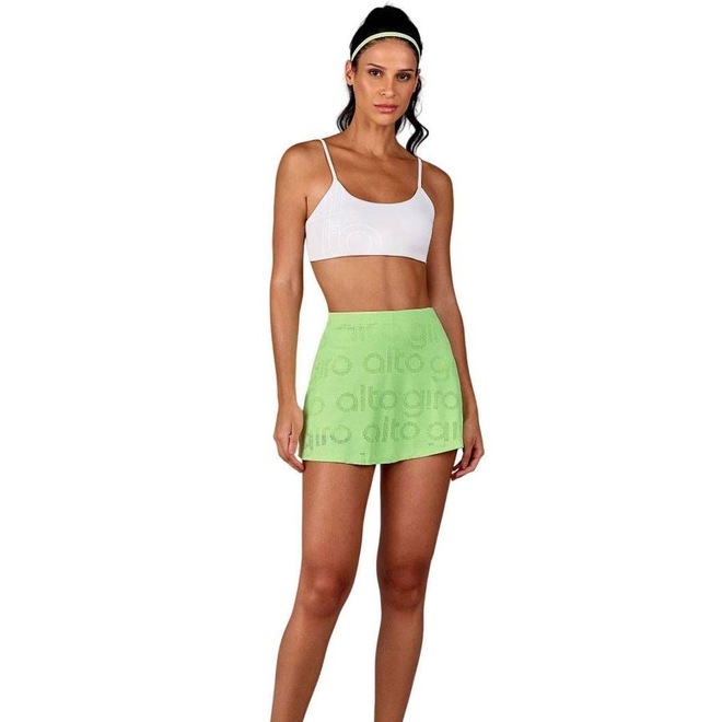 Saia Feminina Sobreposta Alto Giro Mesh - Foto 1