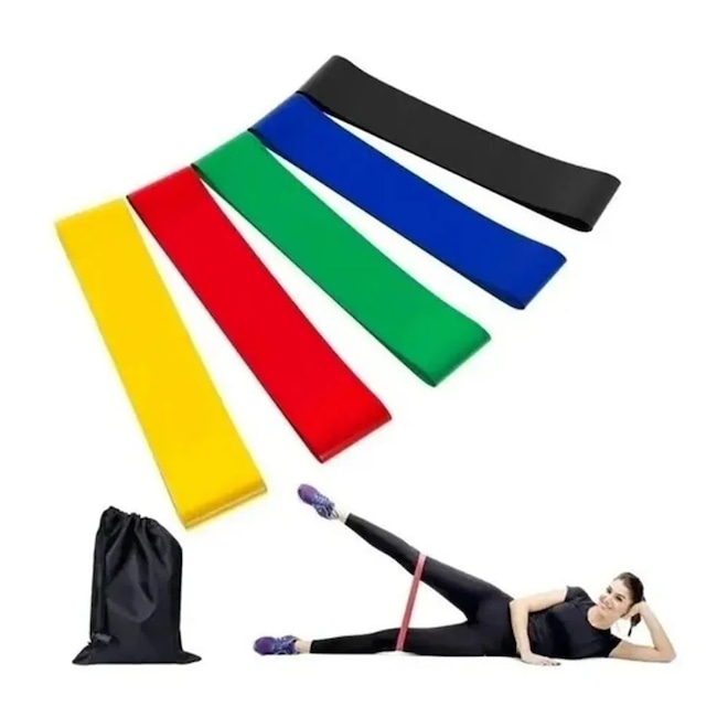 Kit Elástico Extensor Para Exercicio DK E Conjunto 5 Faixa Elastica Thera Band - Foto 1