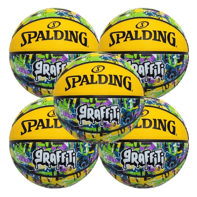 Kit 5 Bolas de Basquete Spalding Graffiti - Foto 1