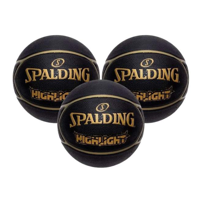 Kit 3 Bola de Basquete Spalding Highlight - Tamanho 7 - Foto 1