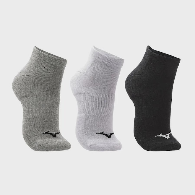 Meia Cano Curto Mizuno Prime Tam. 33 a 38 com 3 Pares Unissex - Foto 1