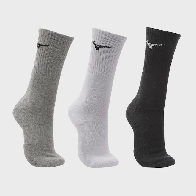 Meia Cano Alto Mizuno Prime Tam. 33 a 38 com 3 Pares Unissex - Foto 1