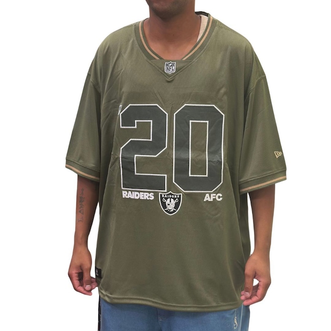 Camiseta New Era Jersey NFL Las Vegas Raiders Camuflada Masculina - Foto 1