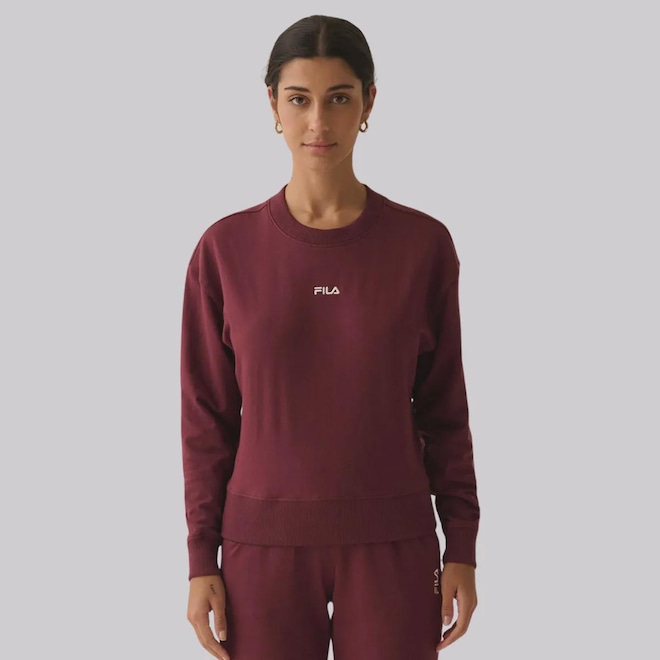 Blusão de Moletom Feminino Fila sem Capuz Comfort Classic Light - Foto 1