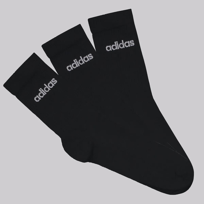 Meia Cano Alto adidas Linear - 3 Pares - Unissex - Foto 1