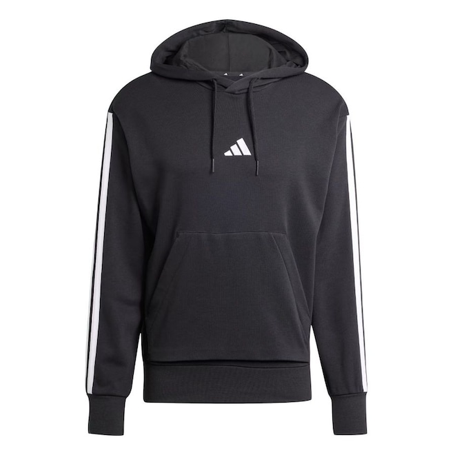 Blusão de Moletom Masculino adidas com Capuz 3 Stripes - Foto 1