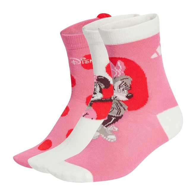 Kit Infantil Meia adidas Minnie Disney - 3 Pares - Foto 1
