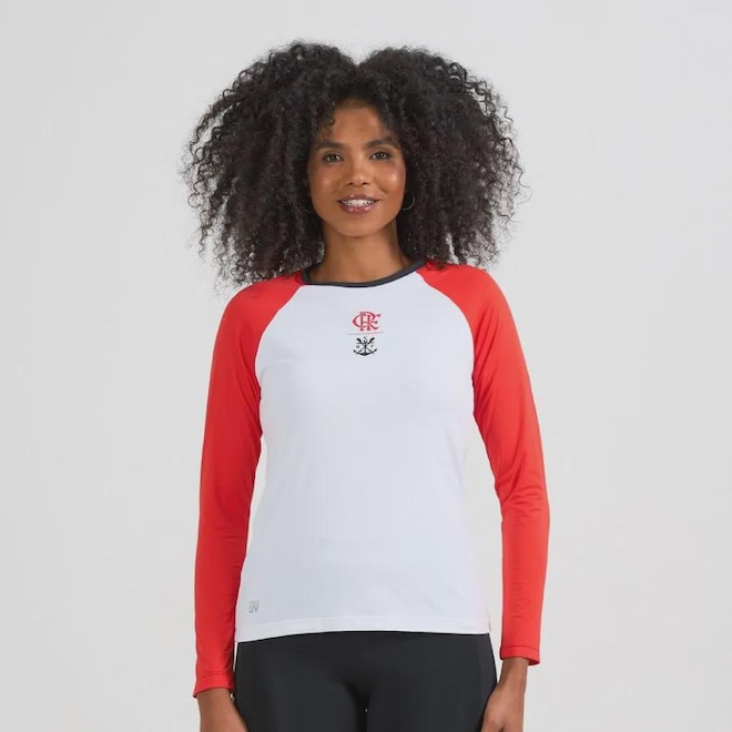 Camiseta Manga Longa Flamengo Plaga Feminina - Foto 1