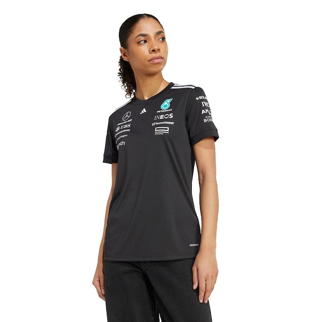 Camiseta Feminina adidas Mercedes AMG Petronas Formula One Team Black Driver - Foto 1