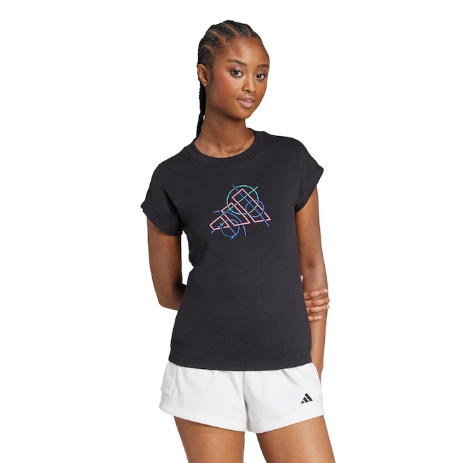 Camiseta Feminina Adidas de contorno - Foto 1