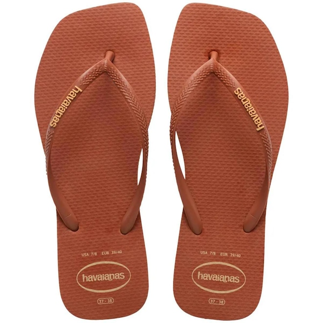 Chinelo Havaianas Slim Square Logo Pop Up Dedo Feminino - Foto 1