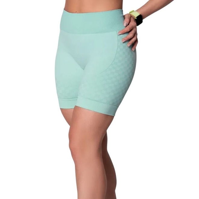 Short Selene Sem Costura Quadriculado Feminino - Foto 1