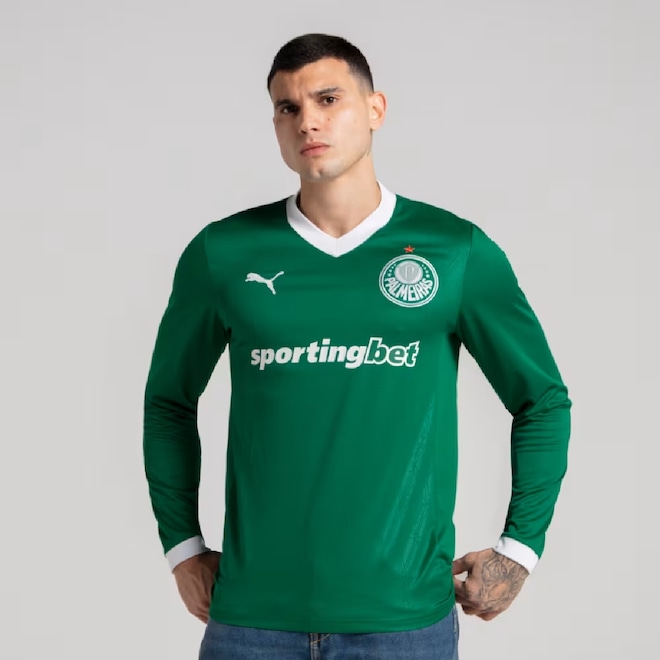 Camisa Manga Longa do Palmeiras I 25/26 Puma Torcedor Masculina - Foto 1
