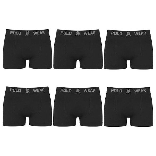 Kit 6 Cuecas Boxer Polo Wear Basic Infantil - Foto 1