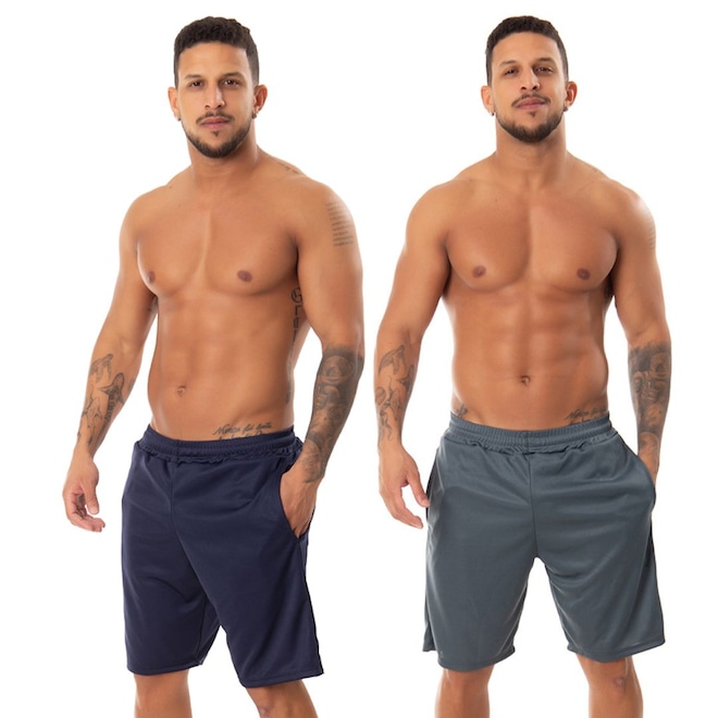 Kit 2 Bermudas Helanca Esportiva Fristyle com Bolso Masculina - Foto 1