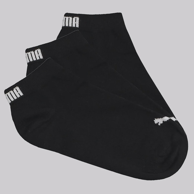 Meia Cano Curto Puma Sapatilha 3 Pares Feminina - Foto 1