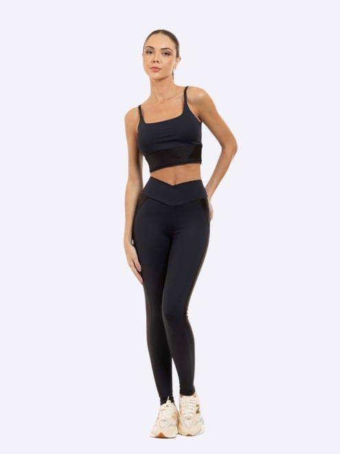 Calça Legging Metalic Feminina Manly Recortes - Foto 1