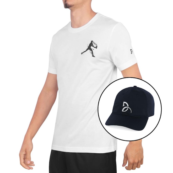 Kit Boné + Camiseta Lacoste Tennis Novak Djokovic Th1044 Masculina - Foto 1
