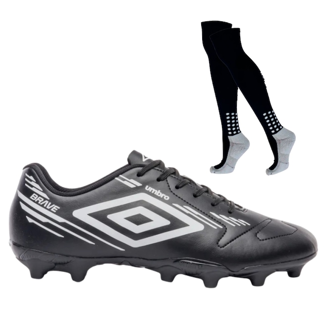 Chuteira de Campo Adulto Umbro Brave + 1 Meião - Foto 1