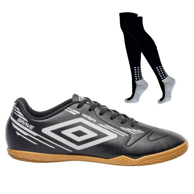 Chuteira de Futsal Adulto Umbro Brave + 1 par de Meião - Foto 1