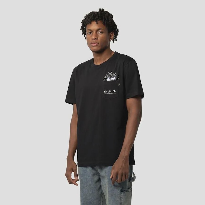 Camiseta Lost Bolso Flames Masculino - Foto 1