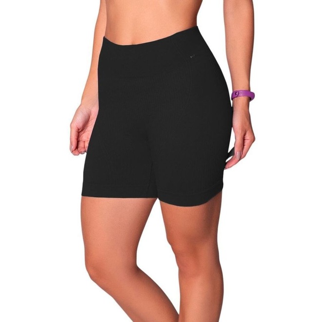 Short Selene sem Costura Canelado Feminino - Foto 1