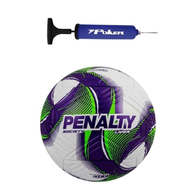 Kit Bola de Society Penalty Líder 25 + Bomba de Ar - Foto 1