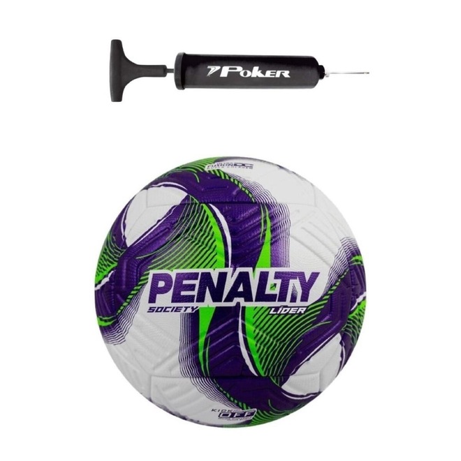 Kit Bola de Society Penalty Líder 25 + Bomba de Ar - Foto 1