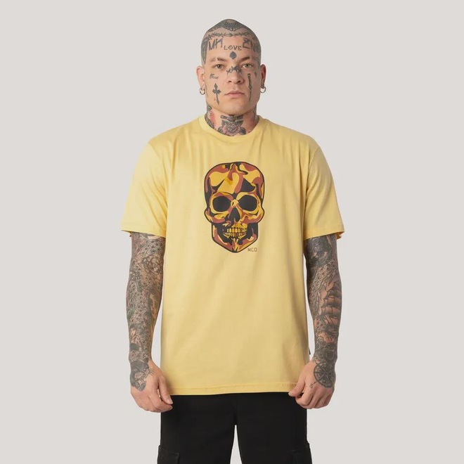 Camiseta Regular MCD Caveira Camuflado Masculino - Foto 1