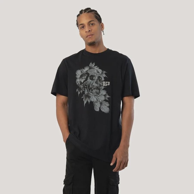 Camiseta Regular MCD Caveira Caligrafitti Masculino - Foto 1