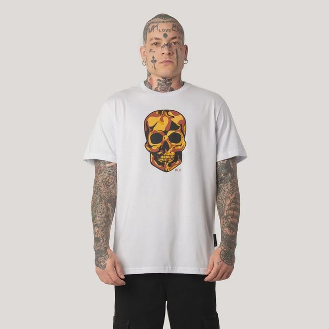 Camiseta Regular MCD Caveira Camuflado Masculino - Foto 1
