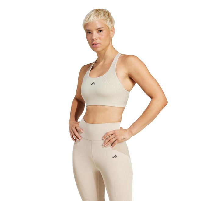 Top de Treino Feminino adidas Médio Suporte Powerimpact Luxe Proseries - Foto 1