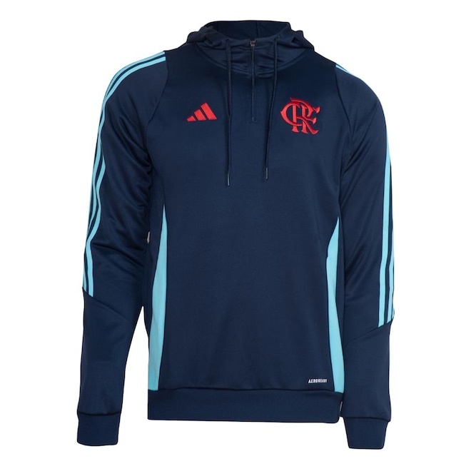 Blusão de Moletom de Treino com Capuz do Flamengo Tiro 24 adidas Masculino - Foto 1