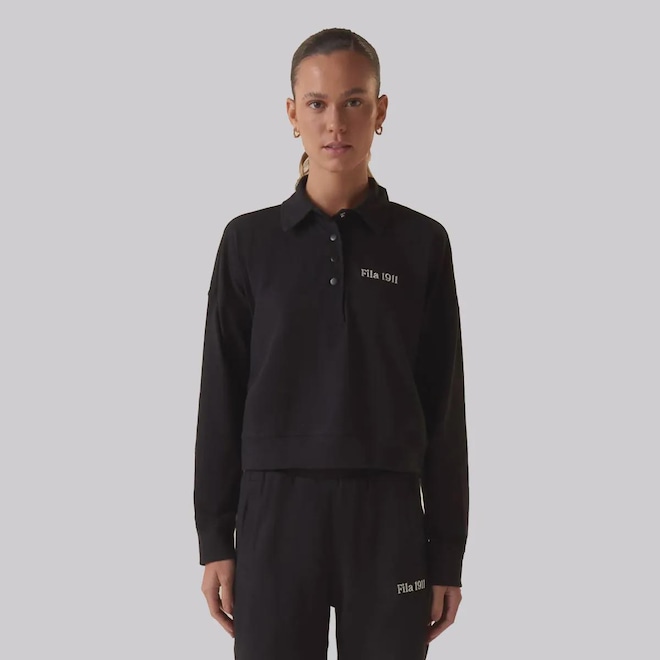 Cropped Manga Longa Fila Comfort 1911 Feminino - Foto 1