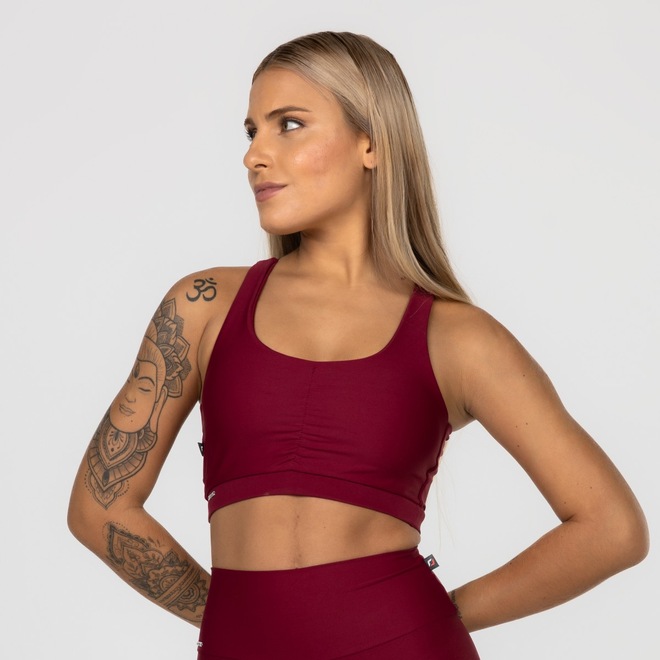 Top Fitness Bojo Alças Cruzadas Compressão Feminino - Foto 1