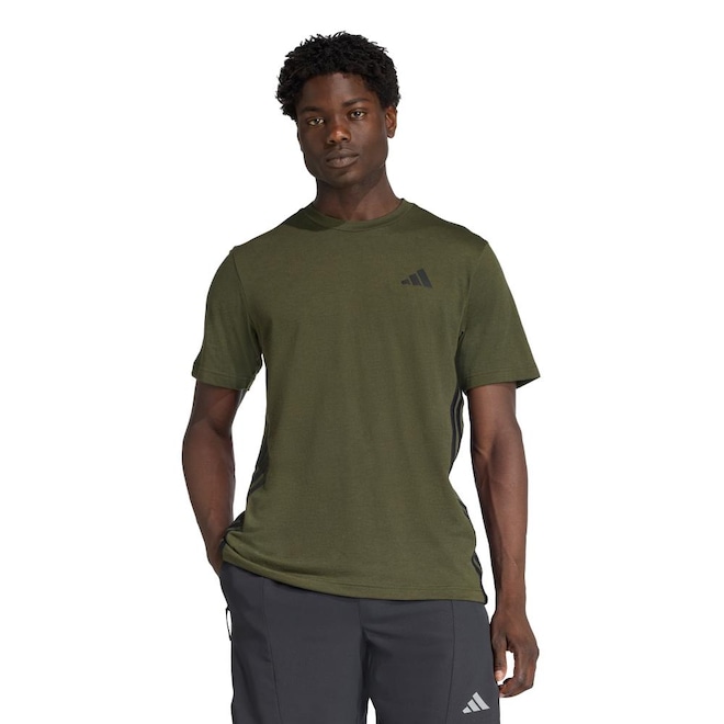 Camiseta Masculina Adidas Train Essentials Training Feelready Três Listras - Foto 1