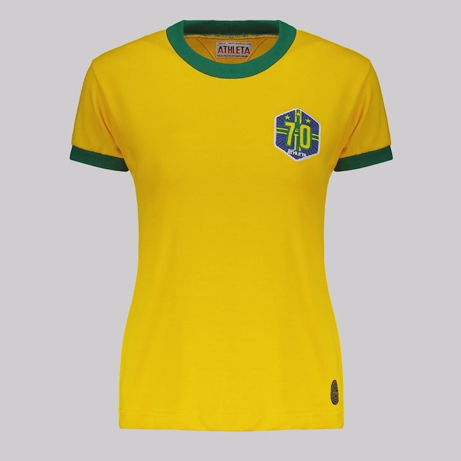 Camisa do Brasil FutFanatics Retrô 1970 Feminina - Foto 1