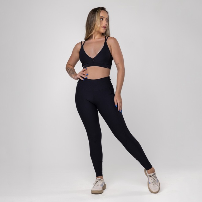 Conjunto Fitness Legging e Top 3 em 1 Feminino - Foto 1