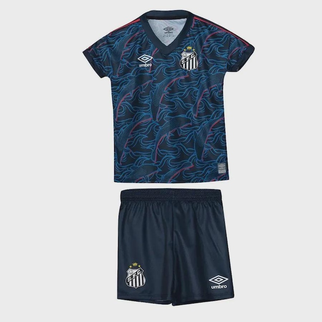 Conjunto Santos 23/24 III Umbro Oficial Infantil - Foto 1